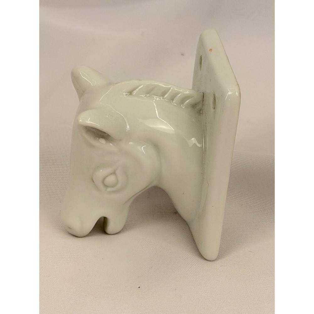 Vintage White Ceramic Horse Head Wall Mount Hook Towel Holder Equestrian Decor